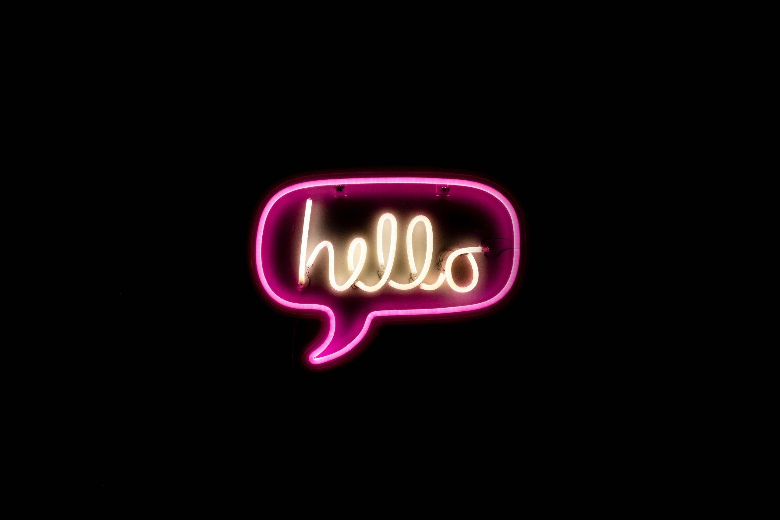 hello sign in neon