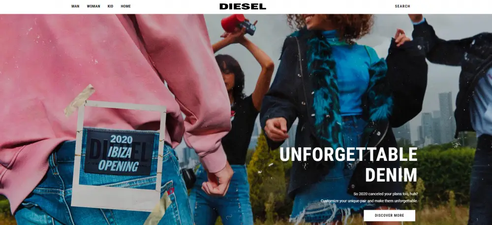 Diesel jeans landing page